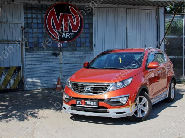 Накладка (юбка) переднего бампера "JSW Style" для KIA Sportage (3rd) (2010-2016) купить недорого с доставкой в Каргат